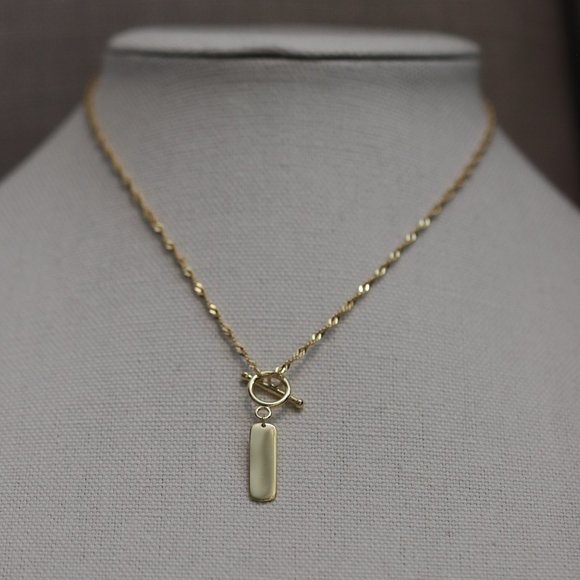 10K Gold Vermeil "Raise the Bar" Pendant Toggle Clasp Necklace - Picture 5 of 6